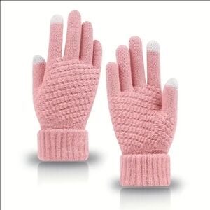 Pink Knit Touchscreen Gloves. New